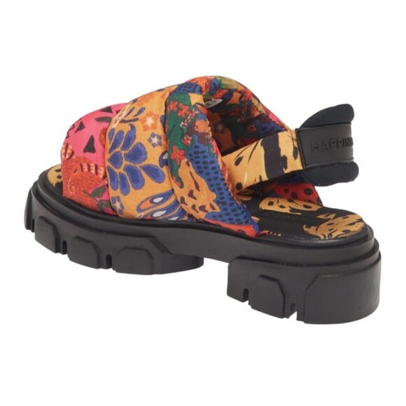Farm Rio Mixed Print Floral Puffy Platform Slingback Sandals Size 7.5 New In Box - Picture 4 of 8
